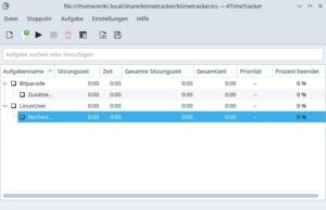 Abbildung 6: Das Programmfenster von KTimeTracker ist schnörkellos, die Software lässt sich intuitiv bedienen.