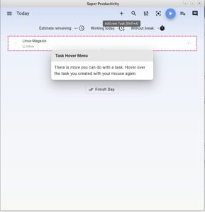 Abbildung 8: Mithilfe eines interaktiven Tutorials gelingt der Einstieg in Super Productivity.