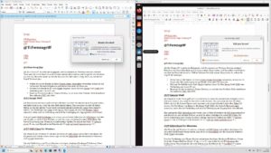 Abbildung 9: Zweimal LibreOffice, links unter Windows, rechts via RDP unter Ubuntu. Copy & Paste funktioniert.