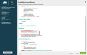 Abbildung 8: Die Voreinstellungen bei der OpenSuse-Installation bezüglich Firewall und Remote-Login per SSH lauten: Die Firewall ist mit geöffnetem SSH-Port aktiv, der Remote-Login-Dienst läuft.