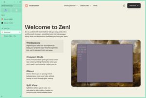 Abbildung 1: Das Browserfenster von Zen gestaltet sich auch wegen der vertikalen Reiterleiste etwas gewöhnungsbedürftig.