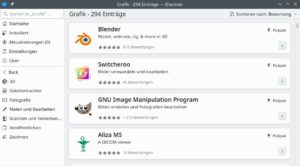 Abbildung 2: Die App-Stores von KDE und Gnome verwalten unter OpenSuse lediglich Flatpak-Pakete, nicht aber native OpenSuse-RPMs.