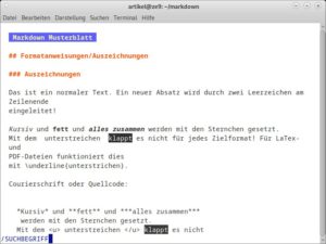 Abbildung 8: Durchsuchen der Markdown-Datei, gesuchte Stellen sind invers dargestellt.