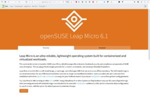 Abbildung 1: Die Produktseite von Leap Micro, bei Redaktionsschluss noch auf Versionsstand&nbsp;6.1, preist diese OpenSuse-Spielart als besonders zuverl&auml;ssig und leichtgewichtig an.