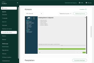 Abbildung 10: Nach dem Anlegen einer VM l&auml;sst sich die Installation in der VNC-Konsole im Webfrontend Cockpit erledigen.