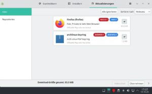 Abbildung 8: Das Arch-Linux-Derivat Manjaro bringt eine grafische Software inklusive Update-Funktion mit.