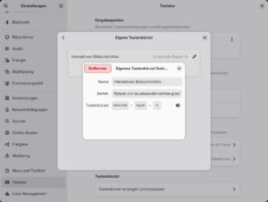 Abbildung 5: Legen Sie in Gnome f&uuml;r das automatische Aufrufen von Gradia nach dem Erstellen eines Screenshots ein eigenes Tastenk&uuml;rzel an.