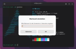 Abbildung 6: Mit dem Skript fragt Zenity die Zeitdauer bis zum Screenshot ab. So haben Sie Zeit, alles f&uuml;r den Screenshot vorzubereiten und Dialoge auszurichten.