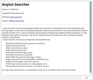 Abbildung 1: Anytxt Searcher unterst&uuml;tzt neben reinem Text viele propriet&auml;re und offene Dokumentenformate.
