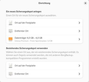 Abbildung 1: Pika Backup sichert Datenbestände in Depots.