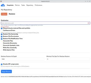 Abbildung 9: Unter Kopia können Sie die Datenrekonstruktion in ein gesondertes Verzeichnis vornehmen.