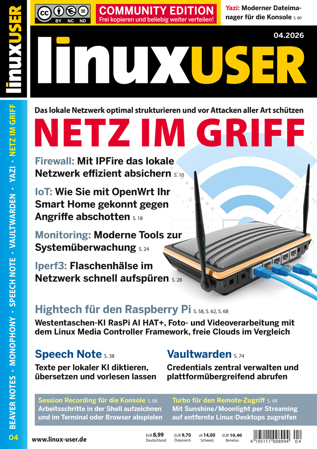 Heftcover LinuxUser Community Edition 04/2026