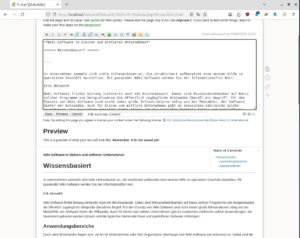 Abbildung 3: Bei Bedarf blenden Sie unterhalb des DokuWiki-Editors eine Seitenvorschau ein.