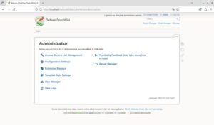 Abbildung 4: Über die DokuWiki-Administrationsseite erstellen Sie Nutzerkonten und binden Erweiterungen ein.