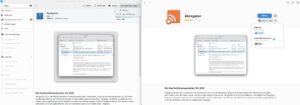 Abbildung 9: Nach dem Aktivieren des Flathub-Repositorys zeigen die Software-Stores von KDE (Discover, links) und Gnome (Software, rechts) für viele Programme eine native OpenSuse- und eine Flatpak-Spielart.