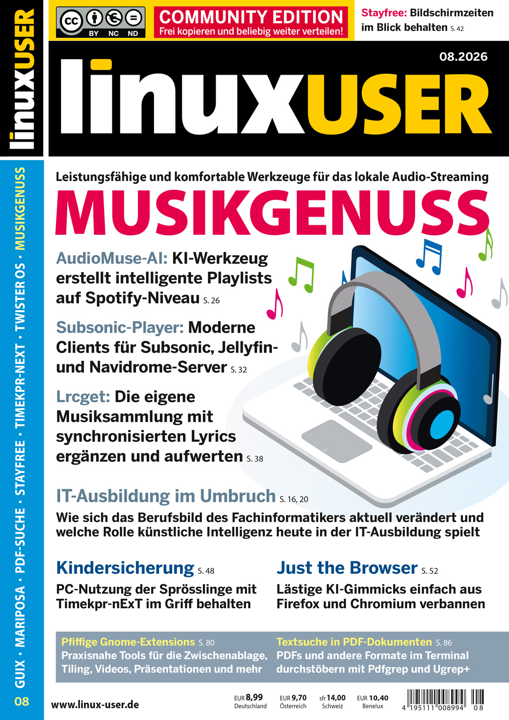 Heftcover LinuxUser Community Edition 08/2026