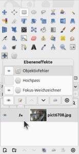 Abbildung 2: Um Korrekturen oder Filtereinsätze zu ändern, klicken Sie in der Spalte <span class="ui-element">fx</span> auf den entsprechenden Eintrag. Es öffnet sich eine Liste mit verschiedenen Bearbeitungsmöglichkeiten.
