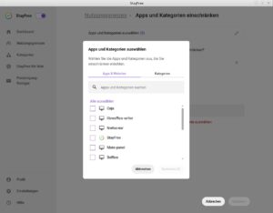 Abbildung 2: In Stayfree wählen Sie Anwendungen, Webseiten oder komplette Programmgruppen aus, deren Nutzung Sie einschränken möchten.