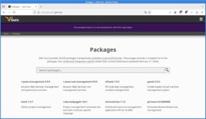 Abbildung 5: Die Suche nach Softwarepaketen für GNU Guix System erfolgt im Webbrowser.